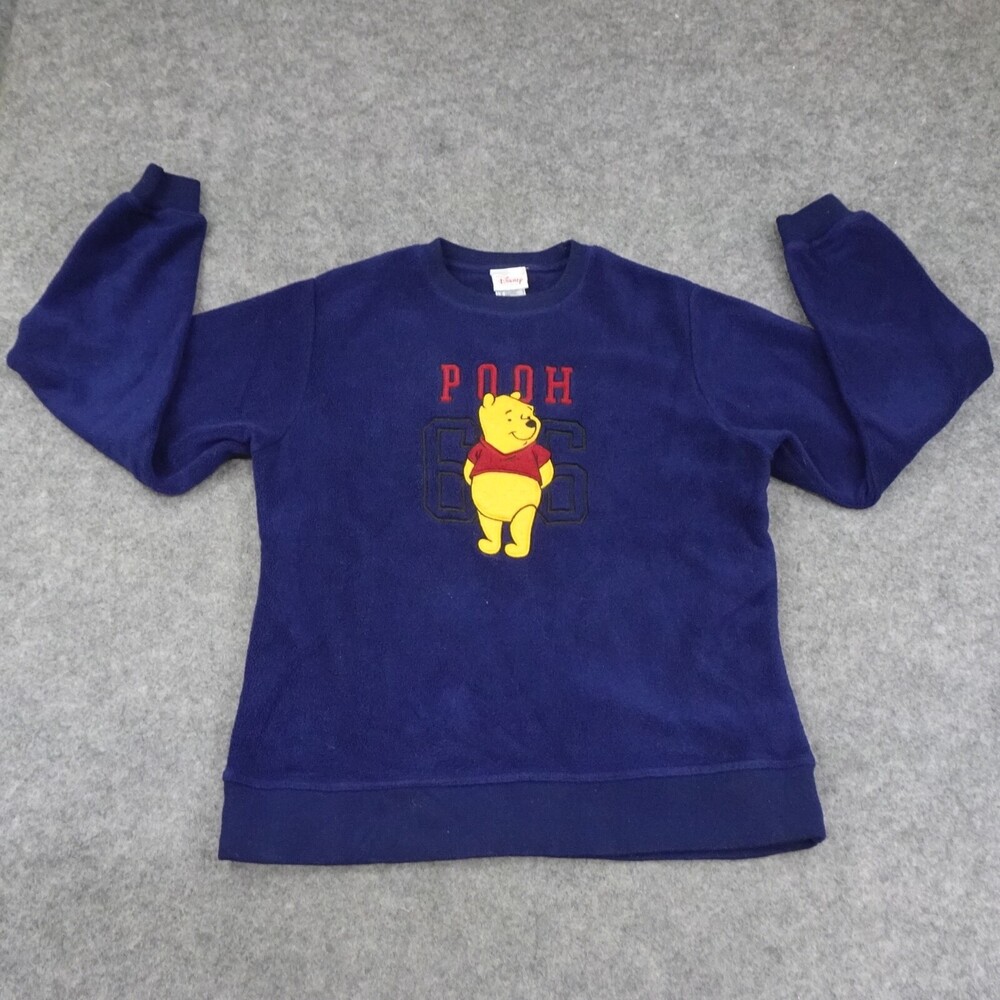 Vintage Disney Store Sweatshirt Womens Small Winnie Pooh Pullover Fleece Navy